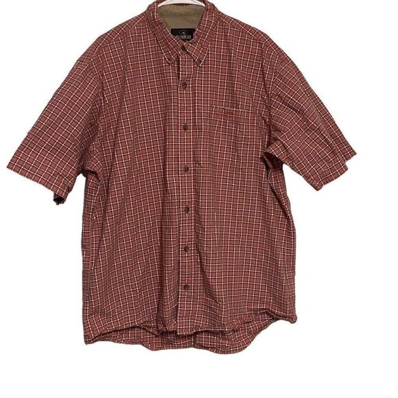 Redhead Men's Red Checkered Short Sleeve Button Down Cotton Shirt Size Extra Lar - Picture 1 of 3